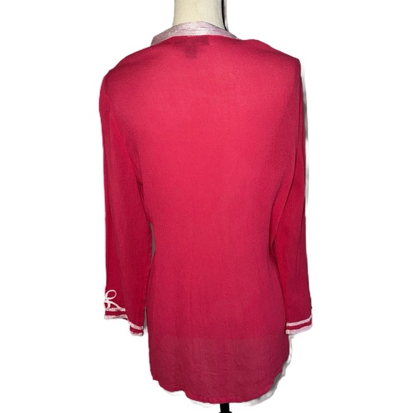 Women's Red Embroidered Top - Picture 3 of 3